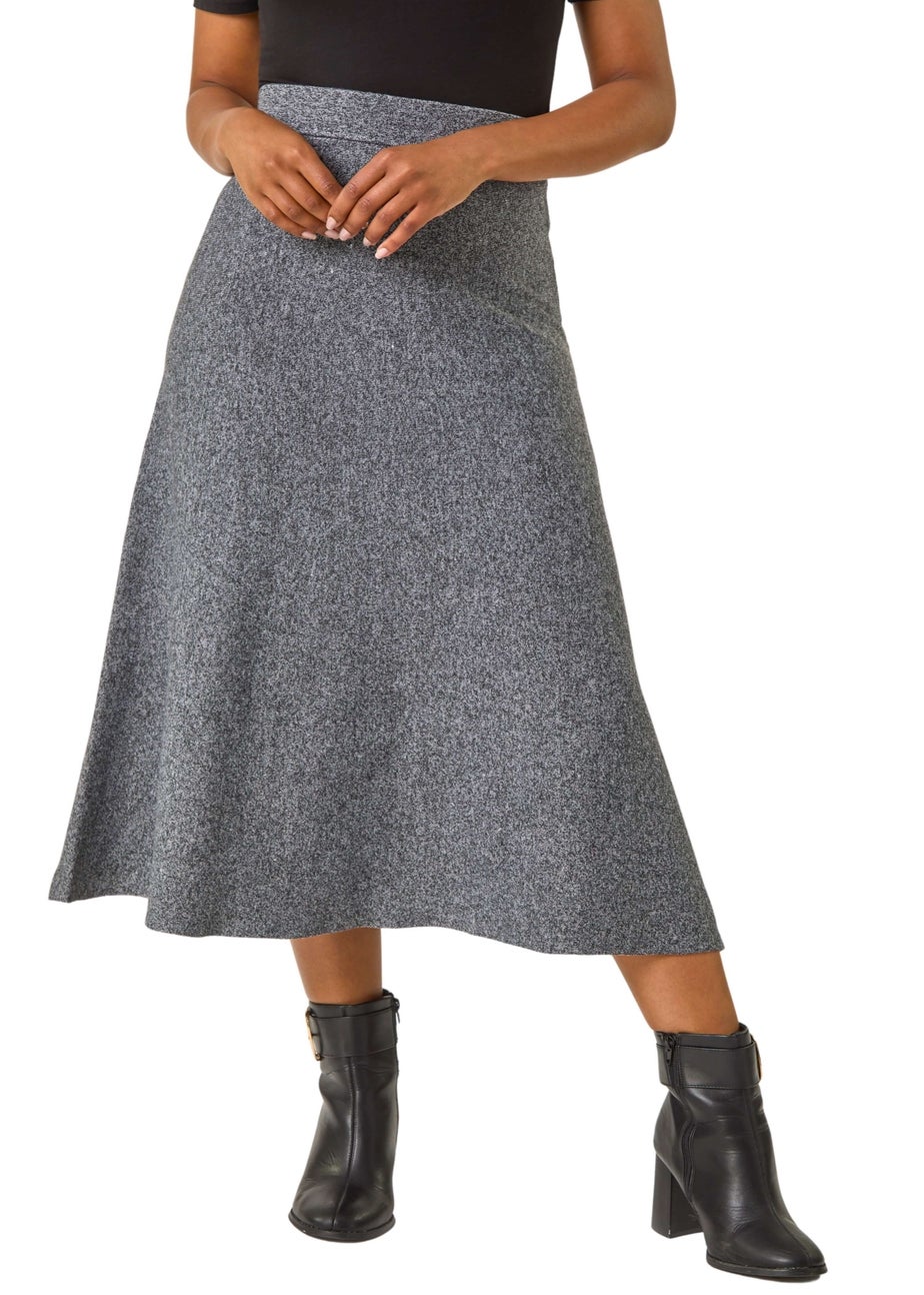 Roman Grey Petite Stretch Knitted Midi Skirt