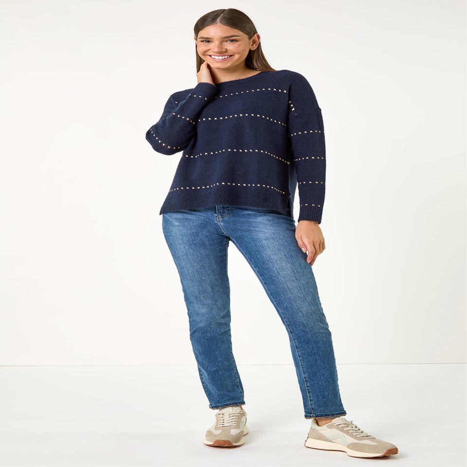 Roman Midnight Blue Sparkly Detail Knit Jumper