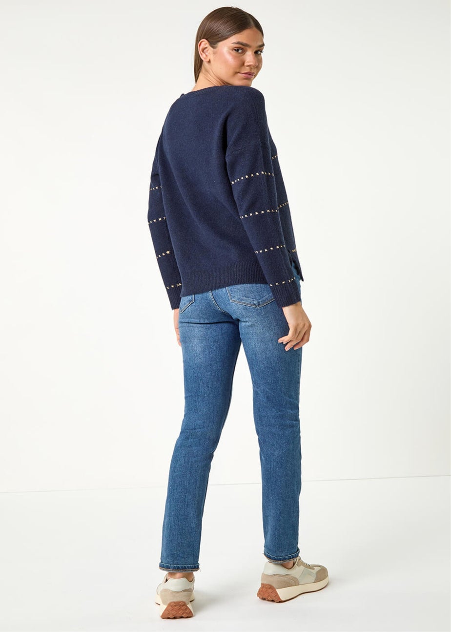 Roman Midnight Blue Sparkly Detail Knit Jumper