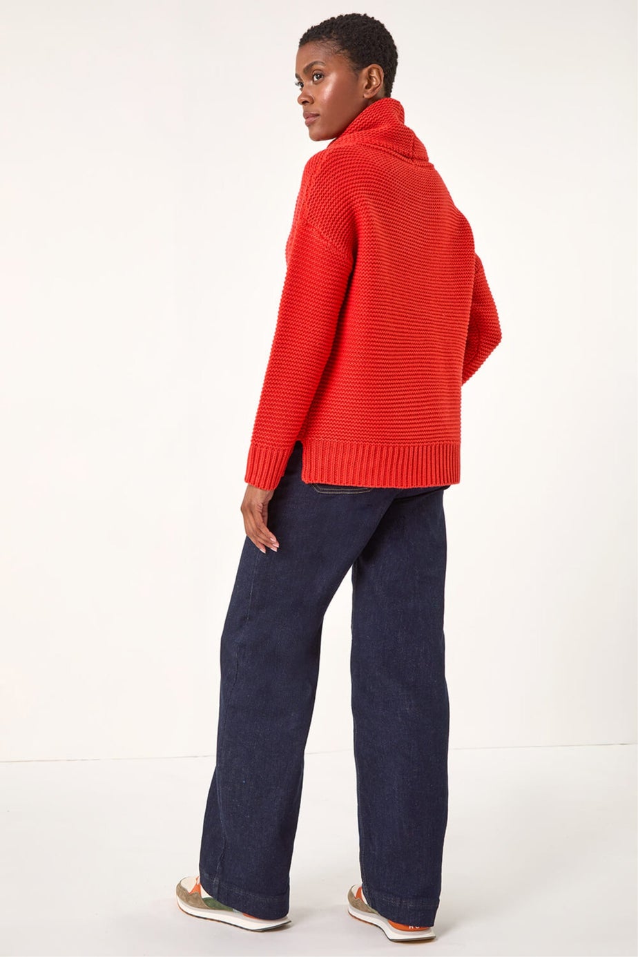 Roman Red Textured Cowl Neck Jumper