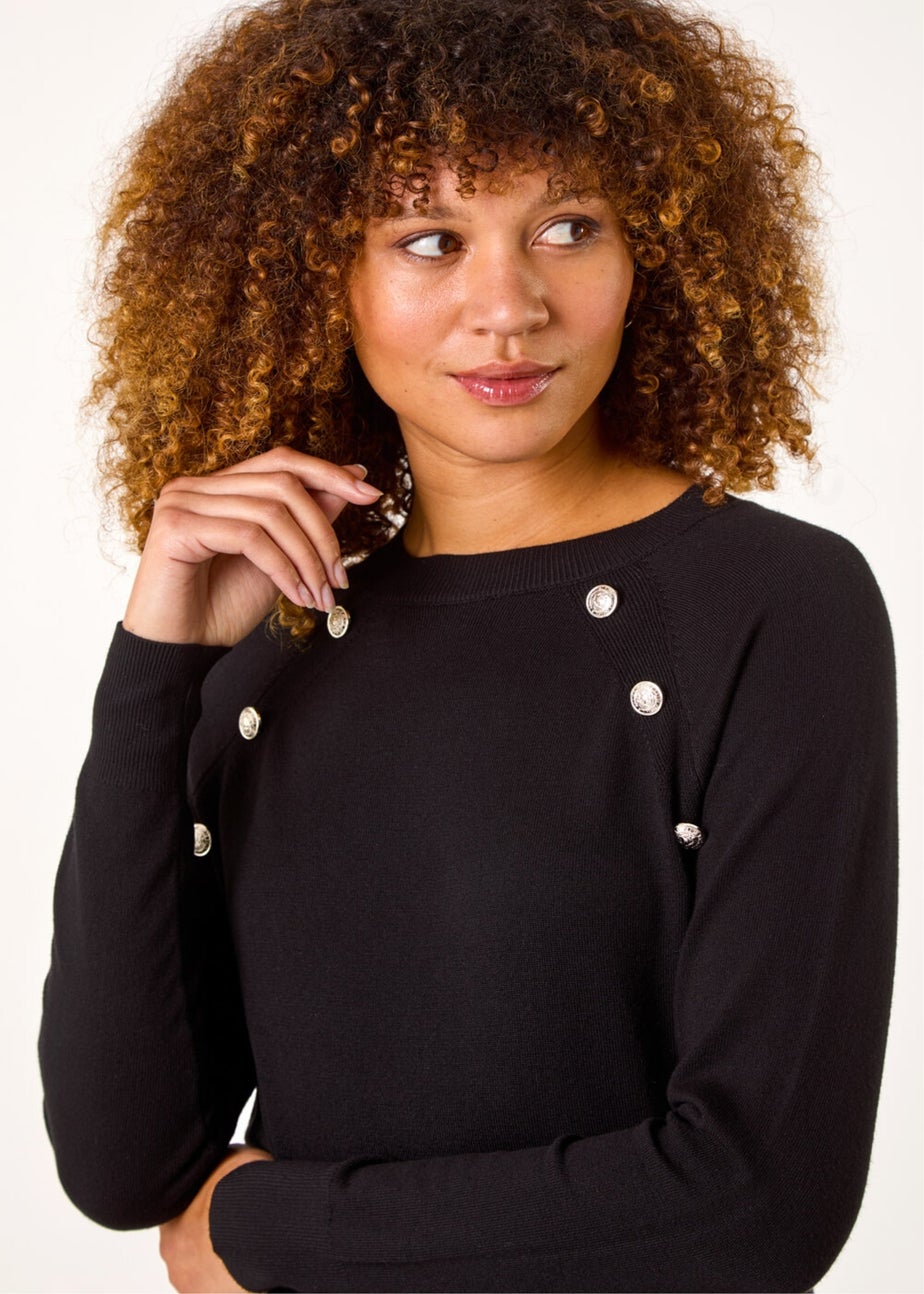 Roman Black Button Detail Knitted Dress