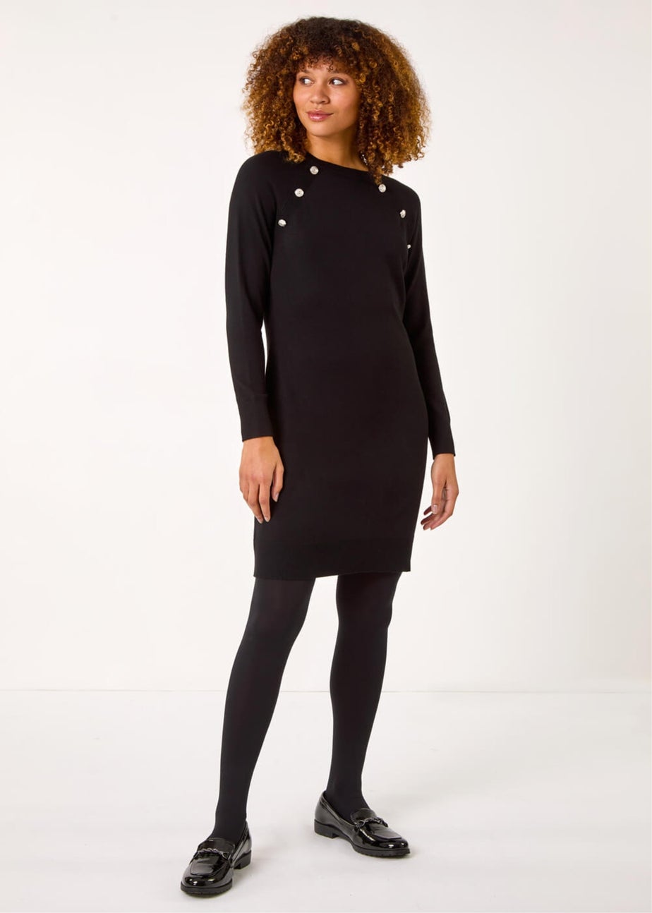 Roman Black Button Detail Knitted Dress