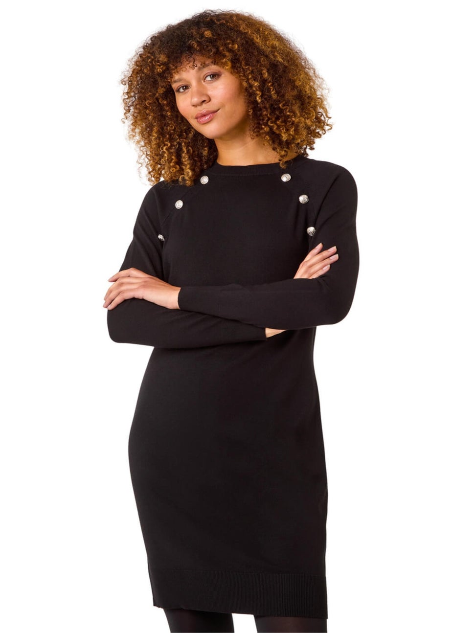 Roman Black Button Detail Knitted Dress