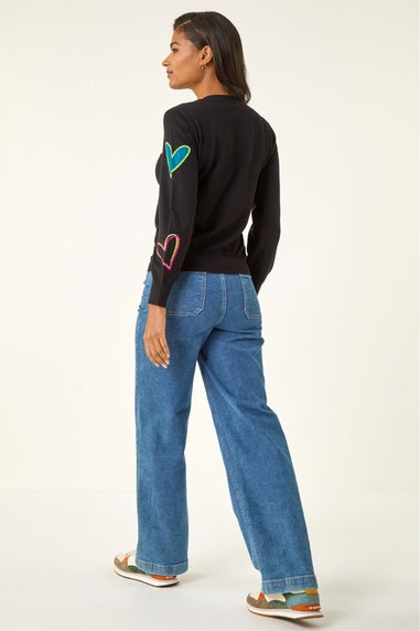 Roman Black Heart Print Knitted Jumper