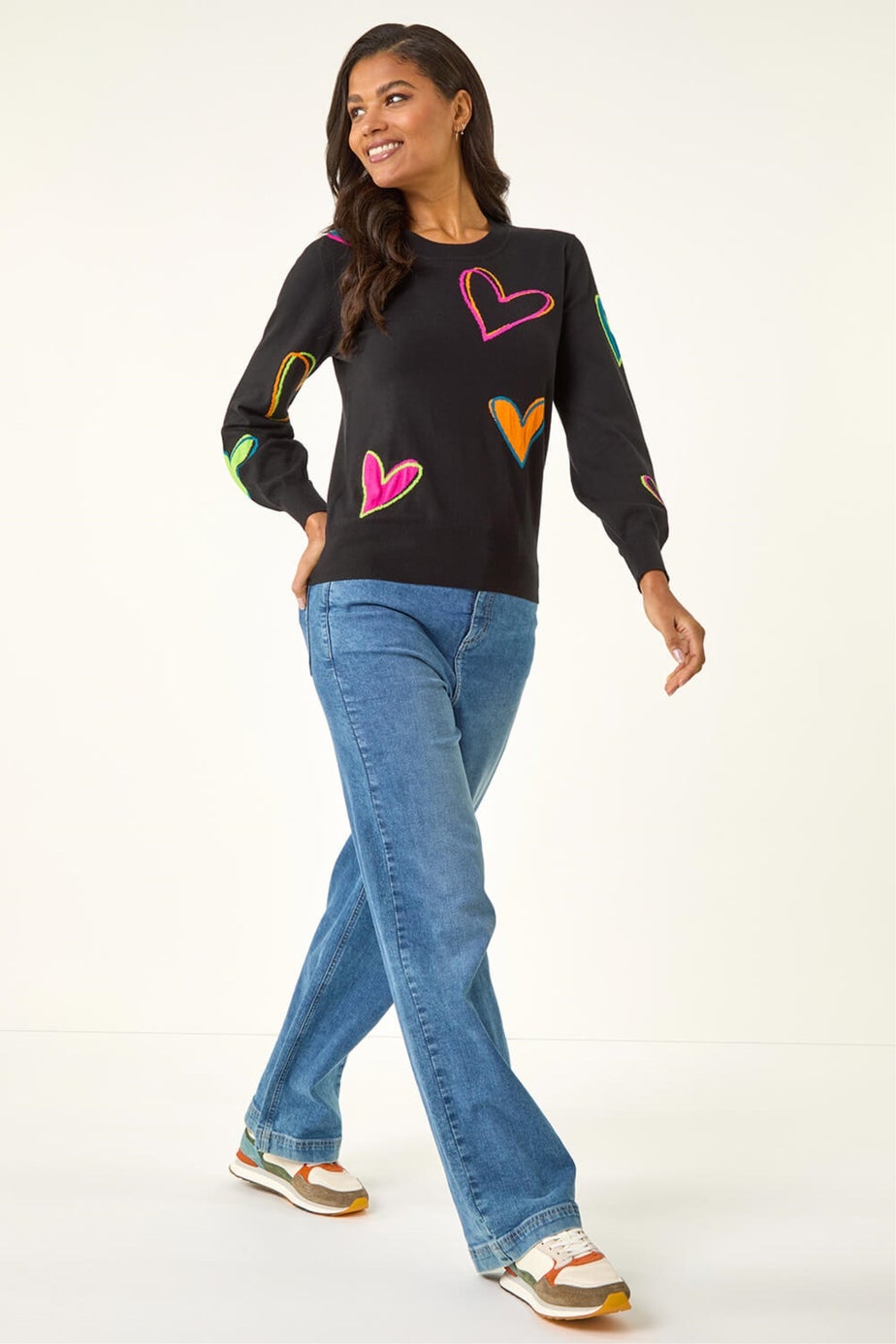 Roman Black Heart Print Knitted Jumper