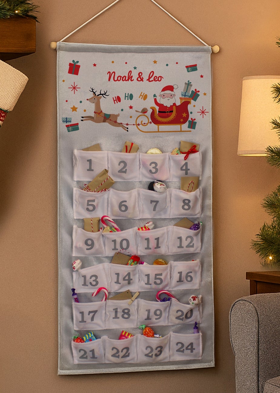 Personalised Memento Company Grey Santa Sleigh Advent Calendar
