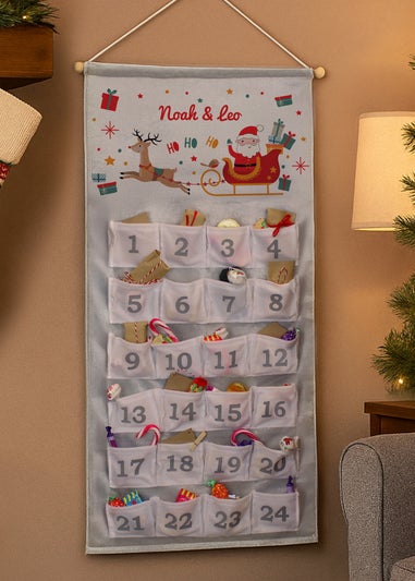 Personalised Memento Company Grey Santa Sleigh Advent Calendar