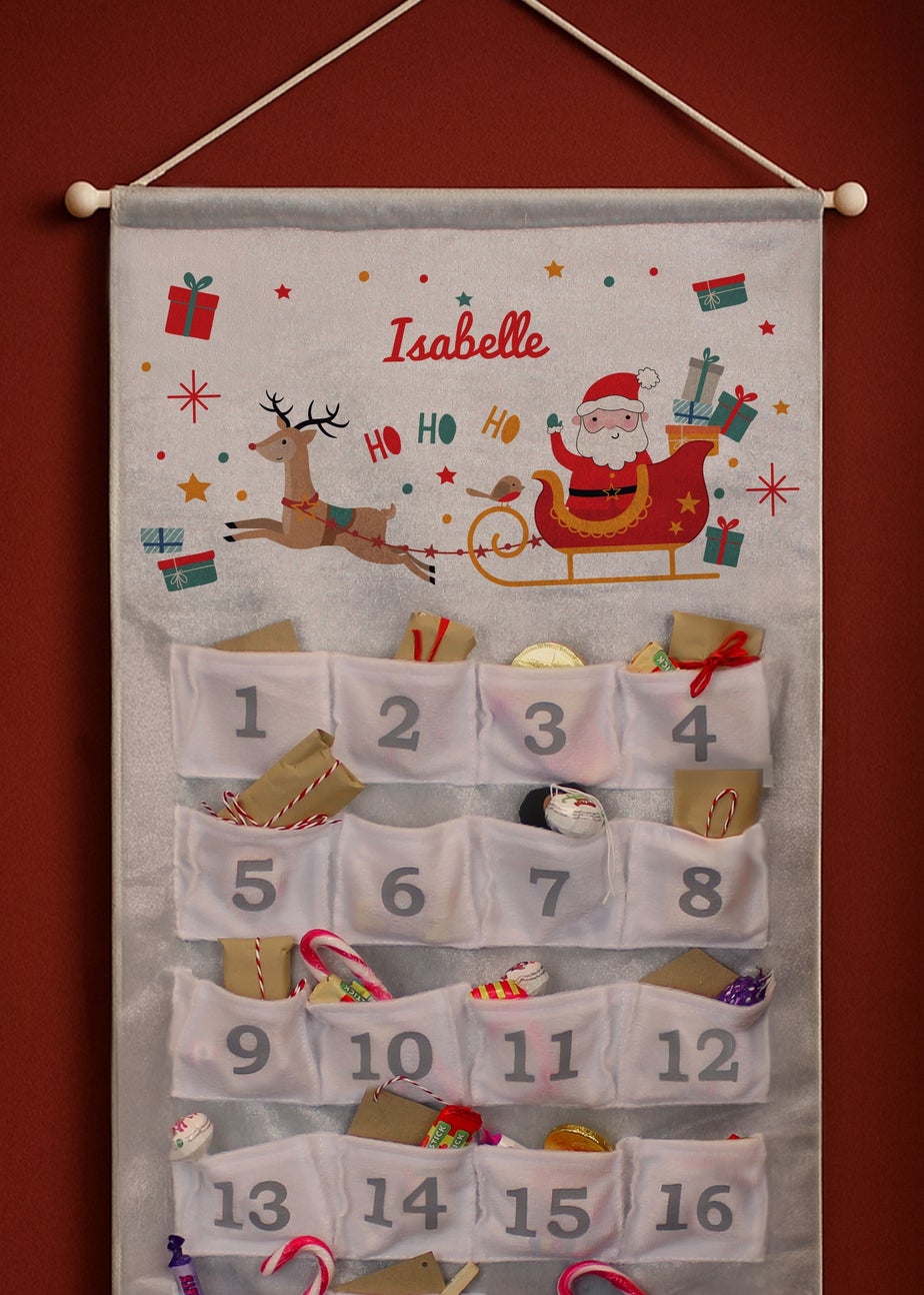 Personalised Memento Company Grey Santa Sleigh Advent Calendar