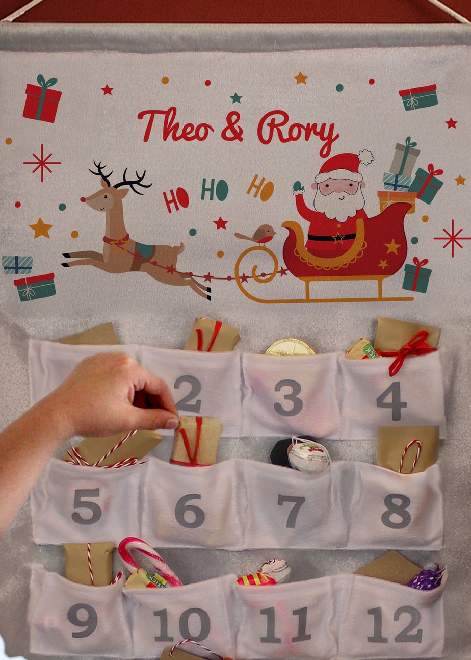 Personalised Memento Company Grey Santa Sleigh Advent Calendar