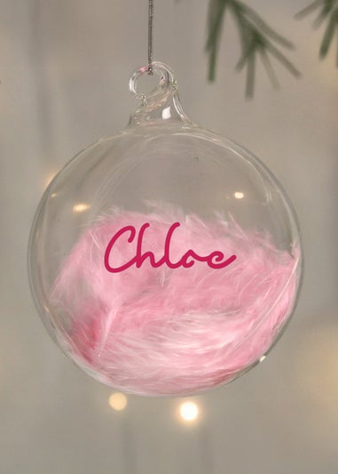 Personalised Memento Company Pink Feather Bauble
