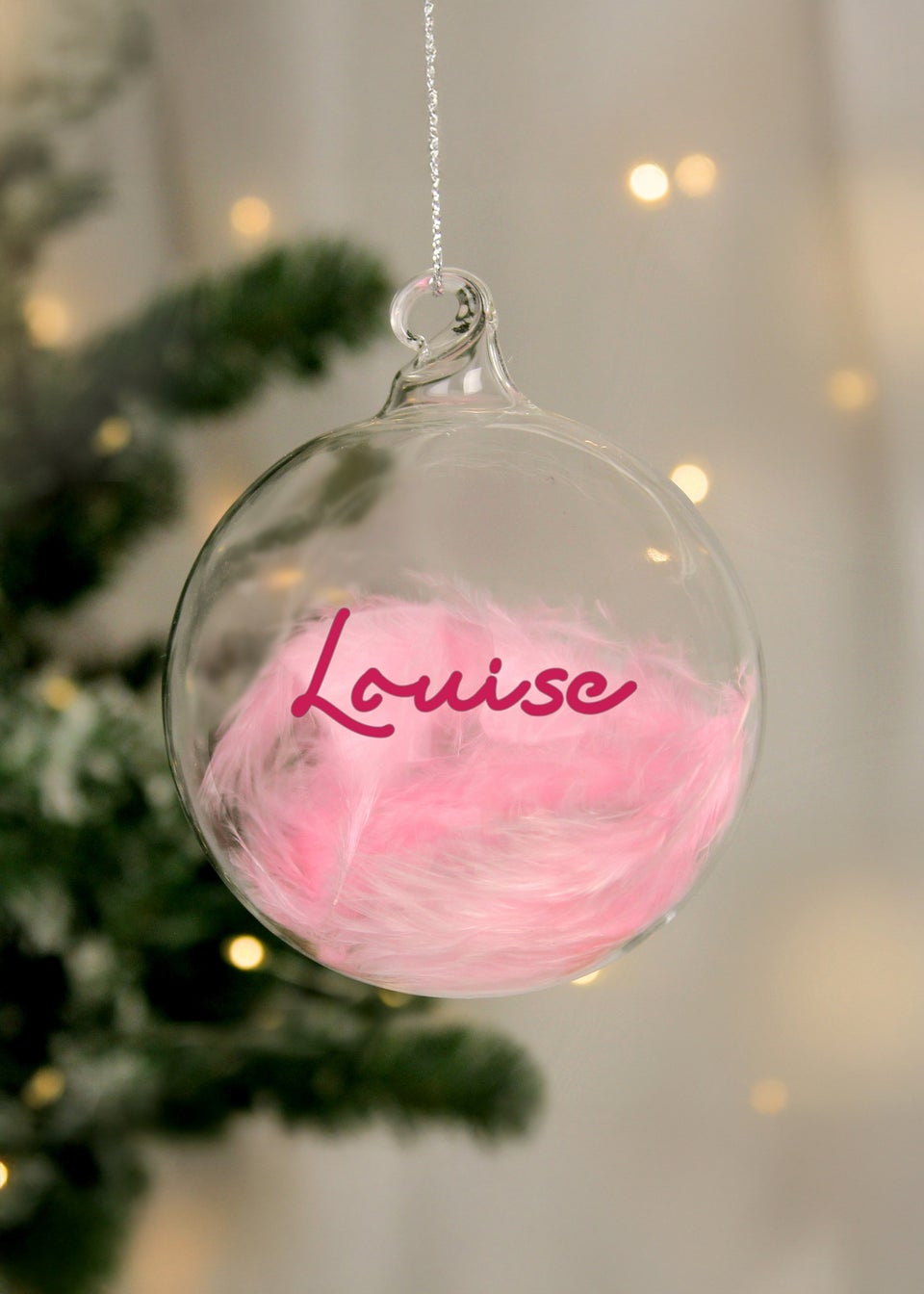 Personalised Memento Company Pink Feather Bauble