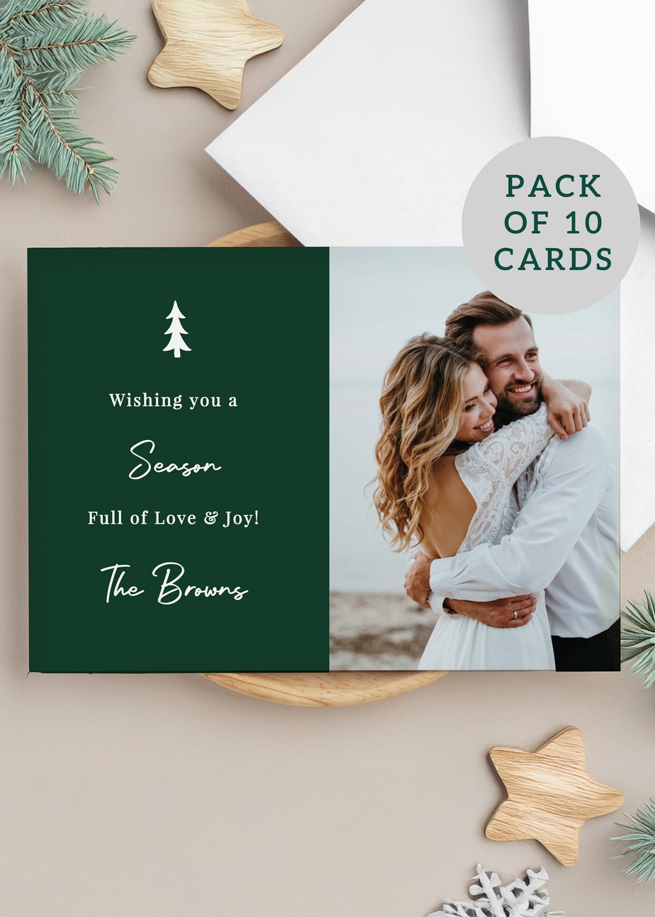 Personalised Memento Company Multi Photo Upload Pack of 10 Green Christmas Cards