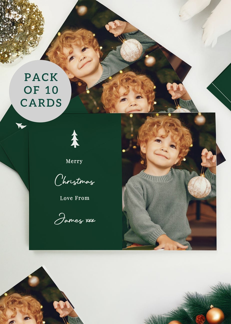 Personalised Memento Company Multi Photo Upload Pack of 10 Green Christmas Cards