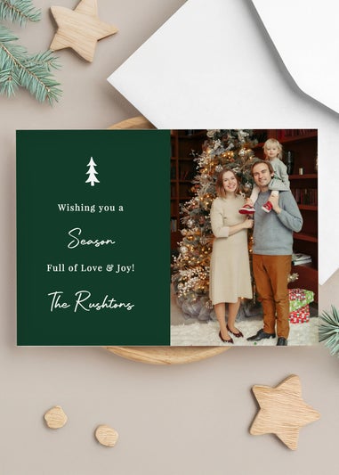 Personalised Memento Company Multi Photo Upload Pack of 10 Green Christmas Cards