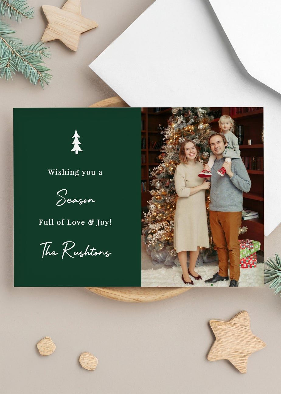 Personalised Memento Company Multi Photo Upload Pack of 10 Green Christmas Cards