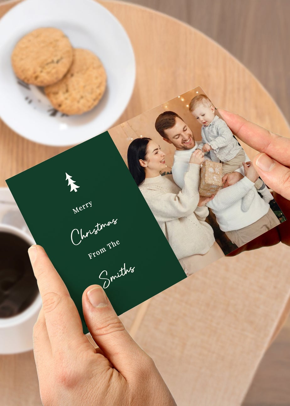 Personalised Memento Company Multi Photo Upload Pack of 10 Green Christmas Cards