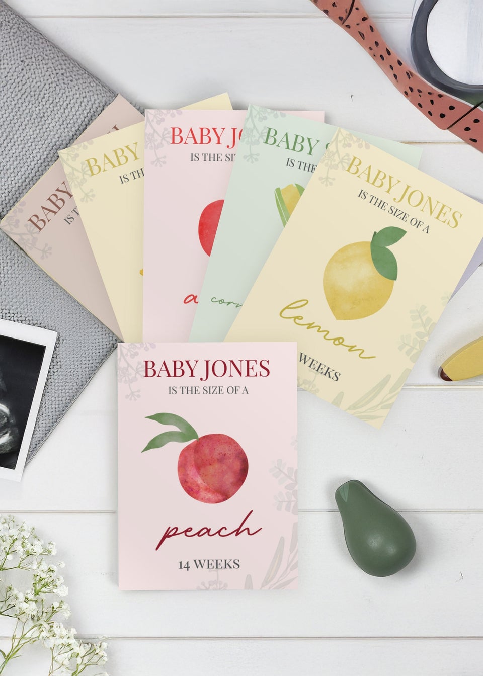 Personalised Memento Company Multi Bump to Baby Pregnancy Milestone Cards