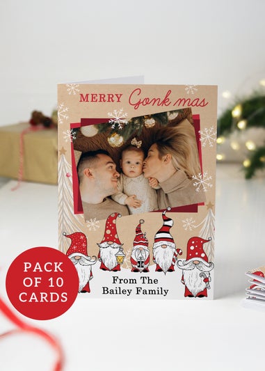 Personalised Memento Company Multi Photo Upload Pack of 10 Gonk Christmas Cards