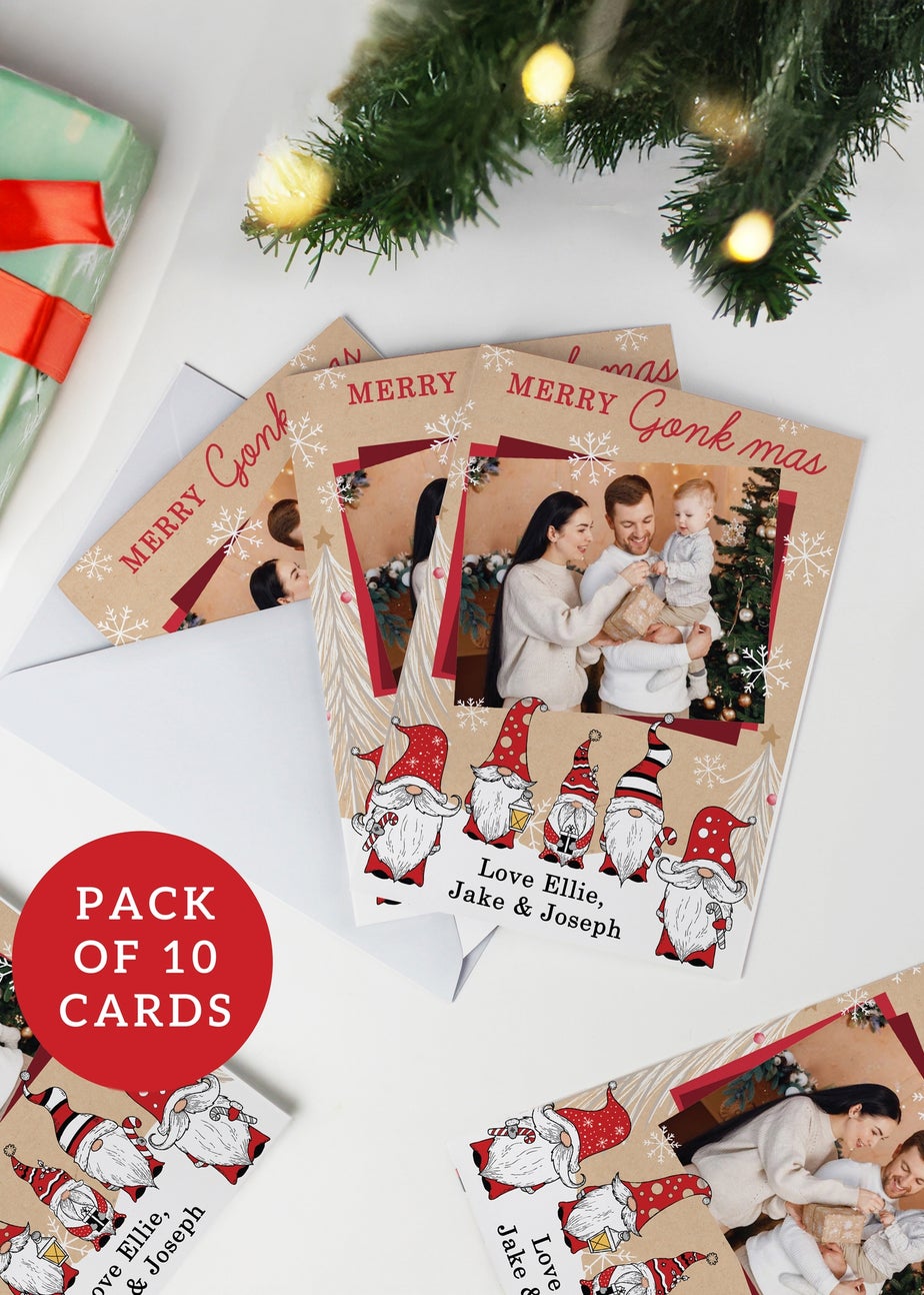 Personalised Memento Company Multi Photo Upload Pack of 10 Gonk Christmas Cards