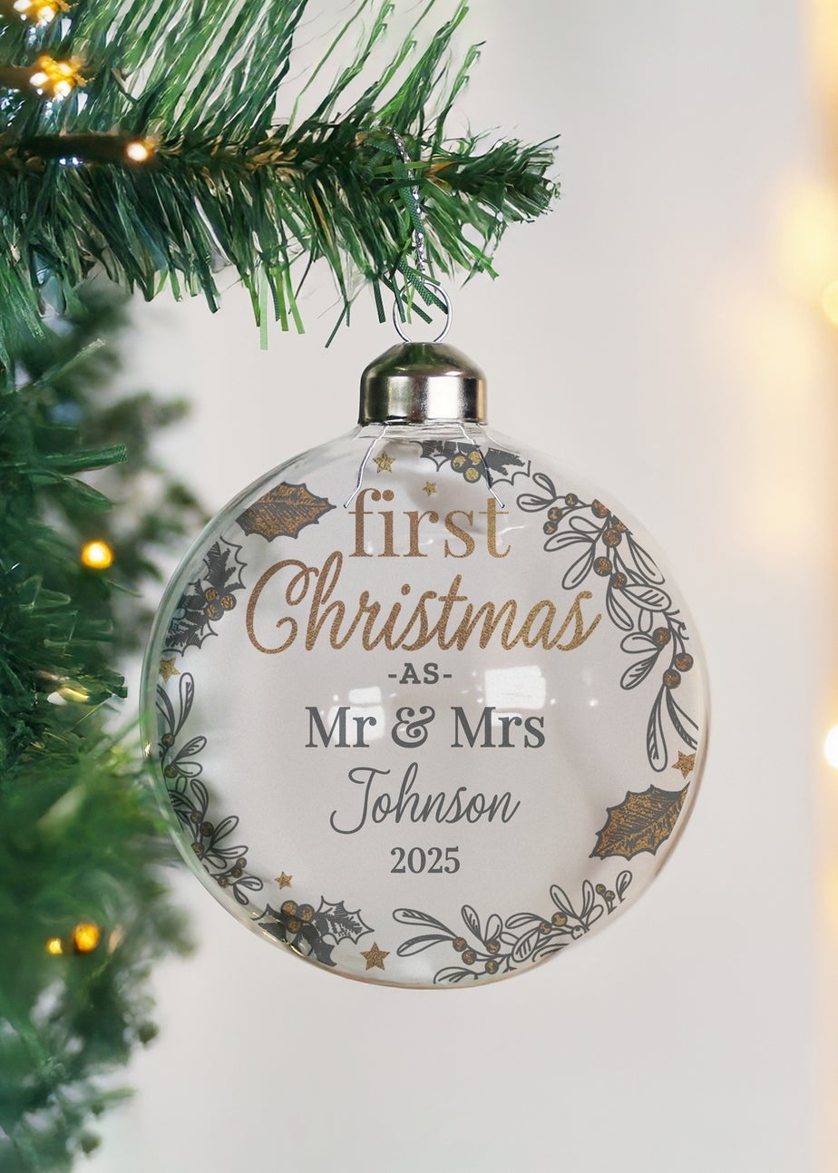 Personalised Memento Company Clear First Christmas As... Glass Bauble