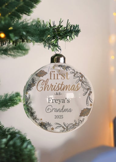 Personalised Memento Company Clear First Christmas As... Glass Bauble