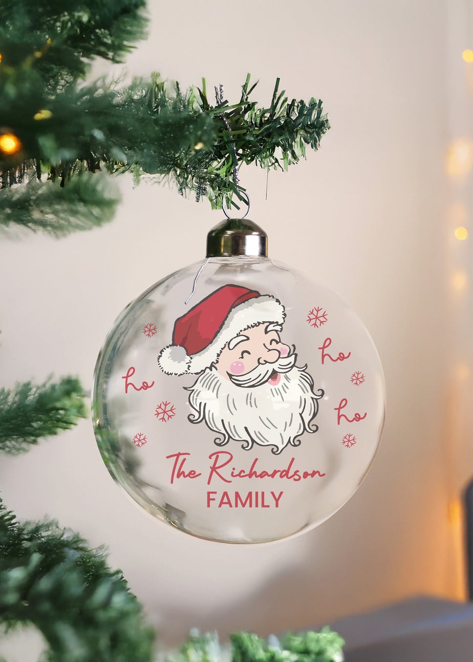 Personalised Memento Company Clear Santa Glass Bauble