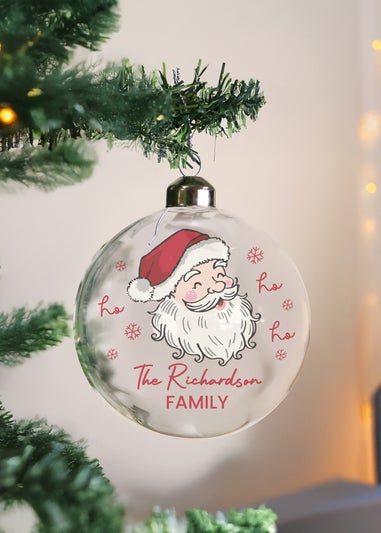 Personalised Memento Company Clear Santa Glass Bauble