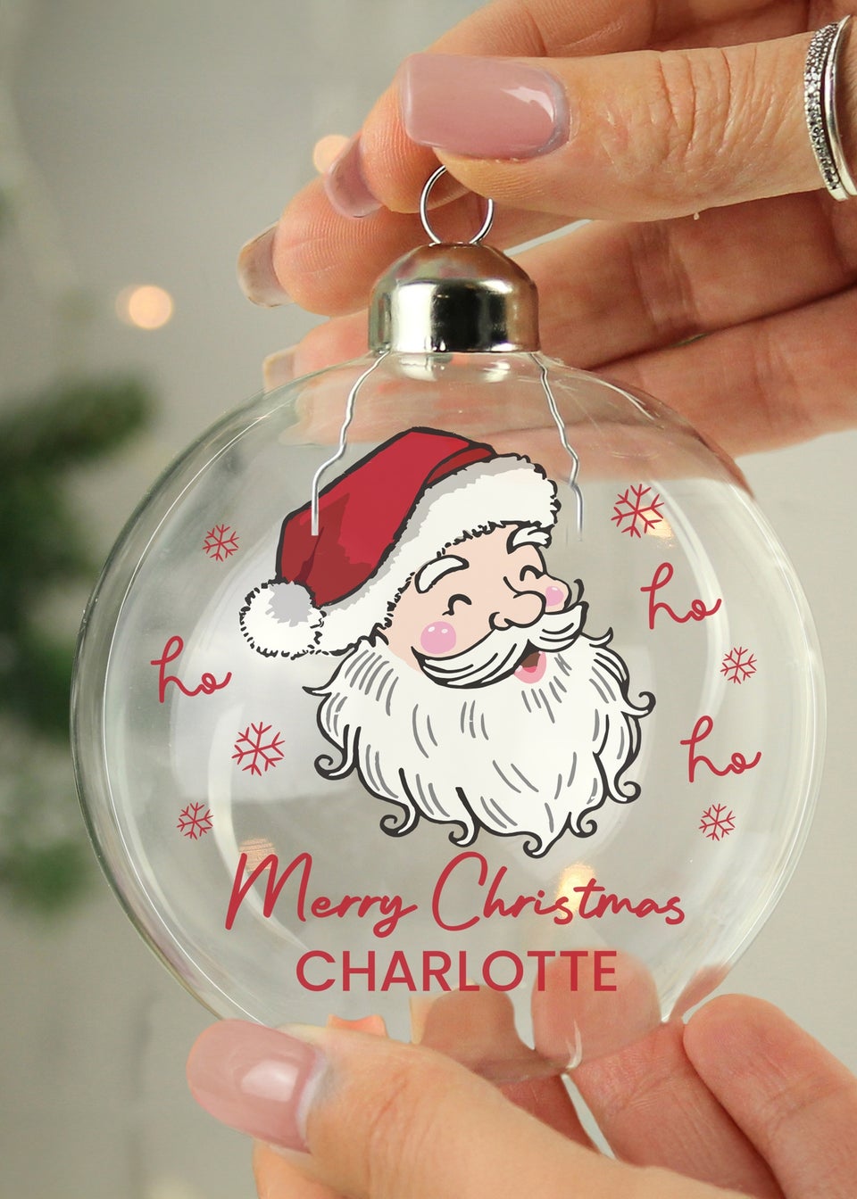 Personalised Memento Company Clear Santa Glass Bauble