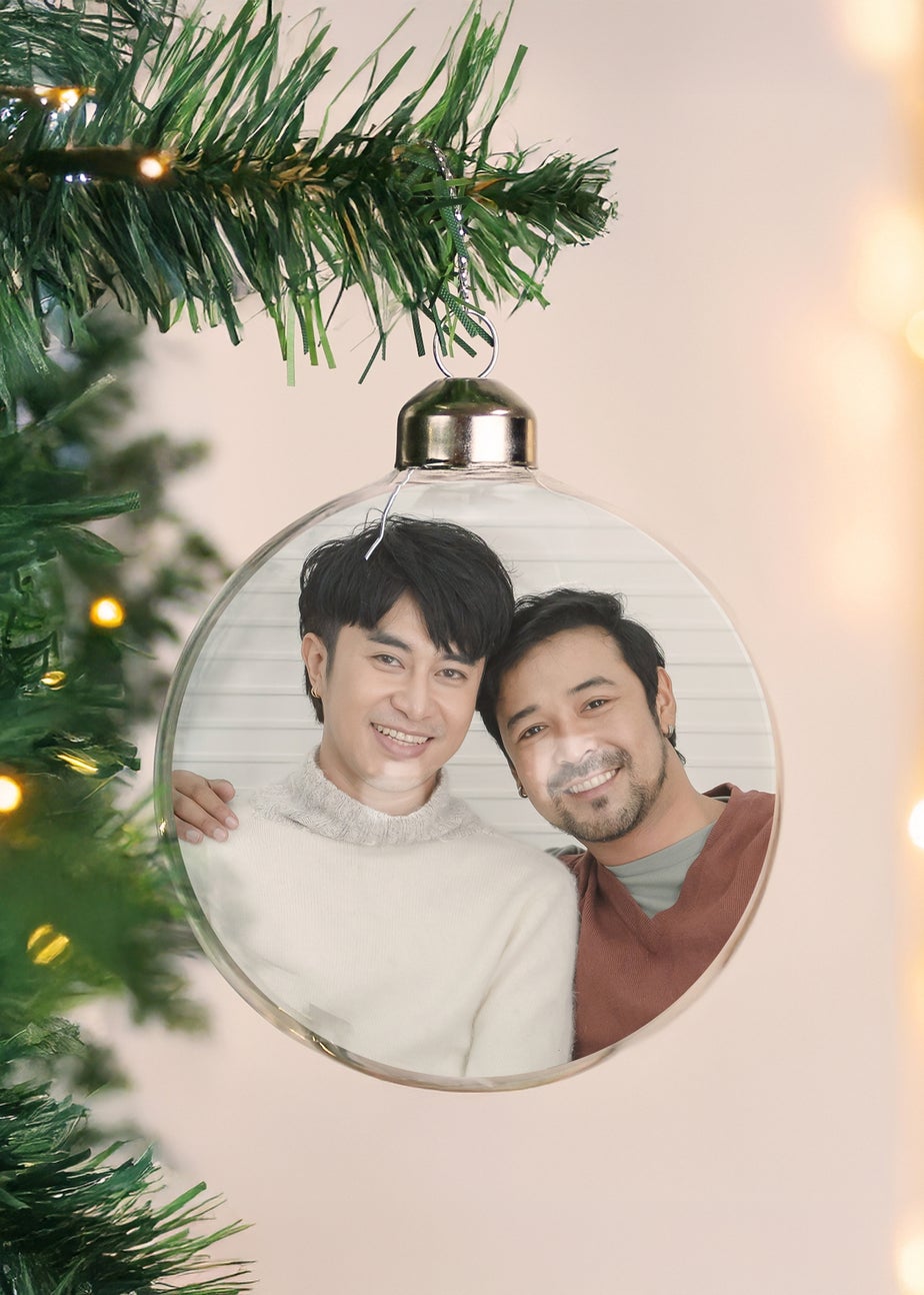 Personalised Memento Company Clear Photo Upload Glass Bauble