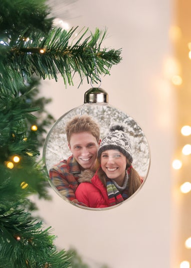 Personalised Memento Company Clear Photo Upload Glass Bauble