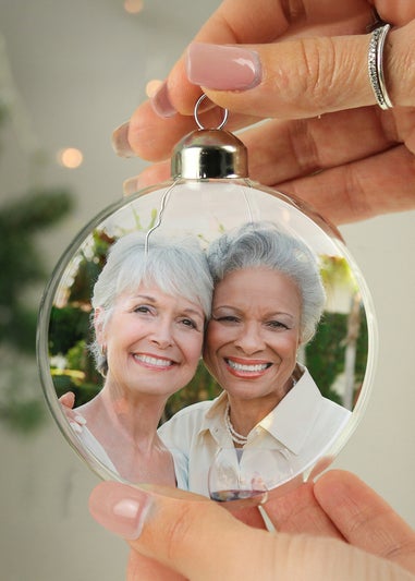 Personalised Memento Company Clear Photo Upload Glass Bauble