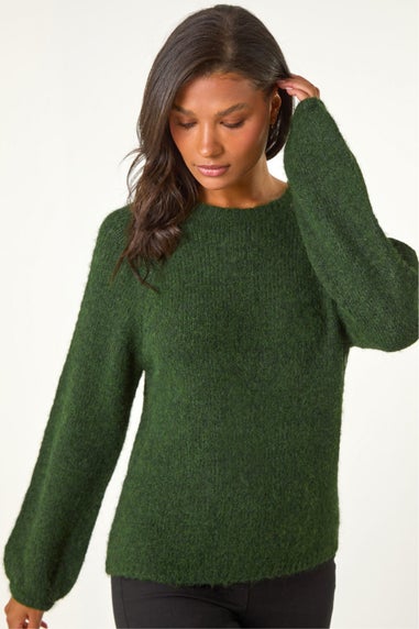 Roman Khaki Soft Knit Blouson Jumper