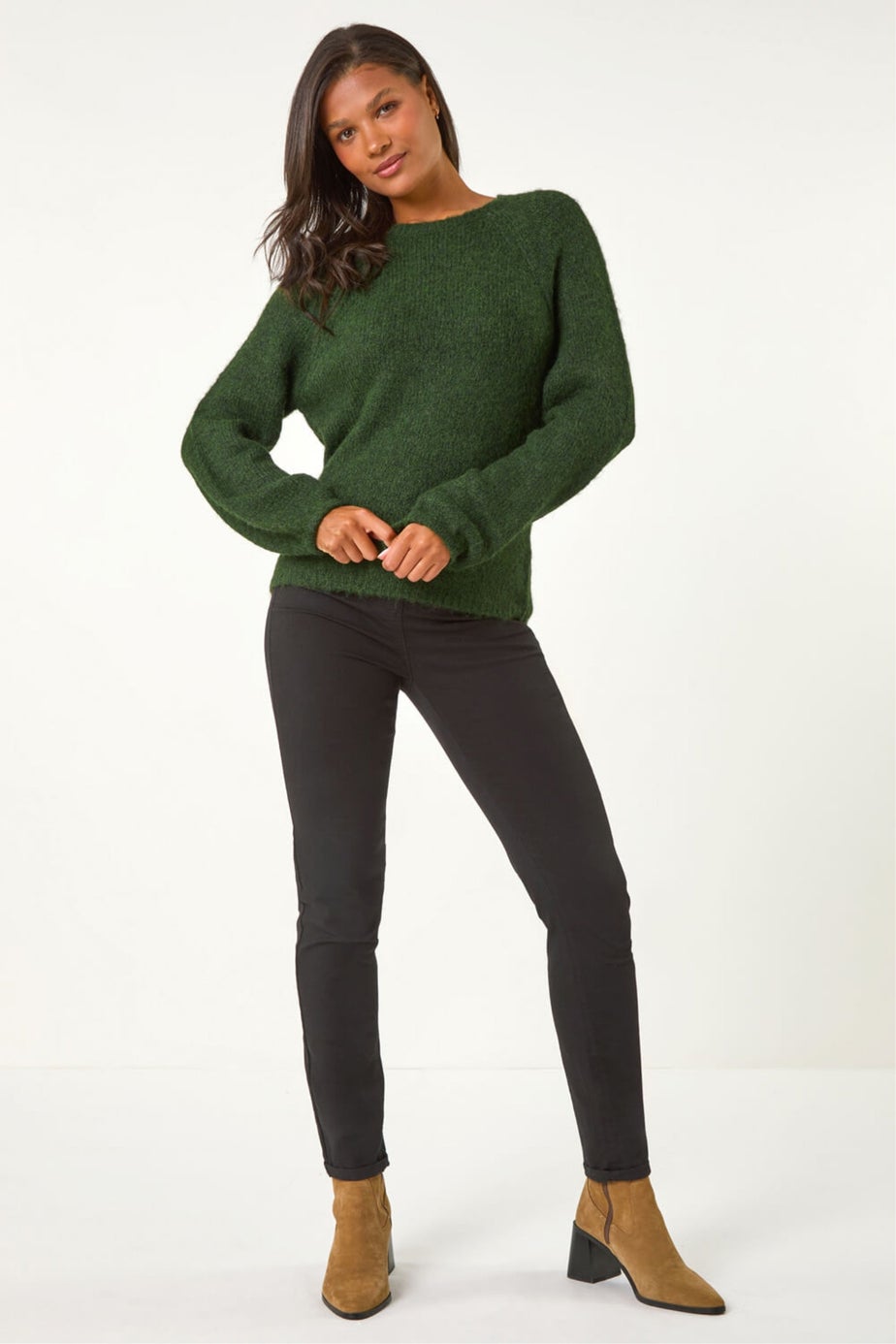 Roman Khaki Soft Knit Blouson Jumper