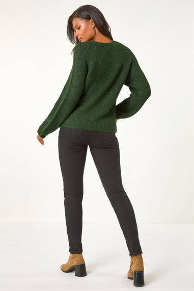 Roman Khaki Soft Knit Blouson Jumper