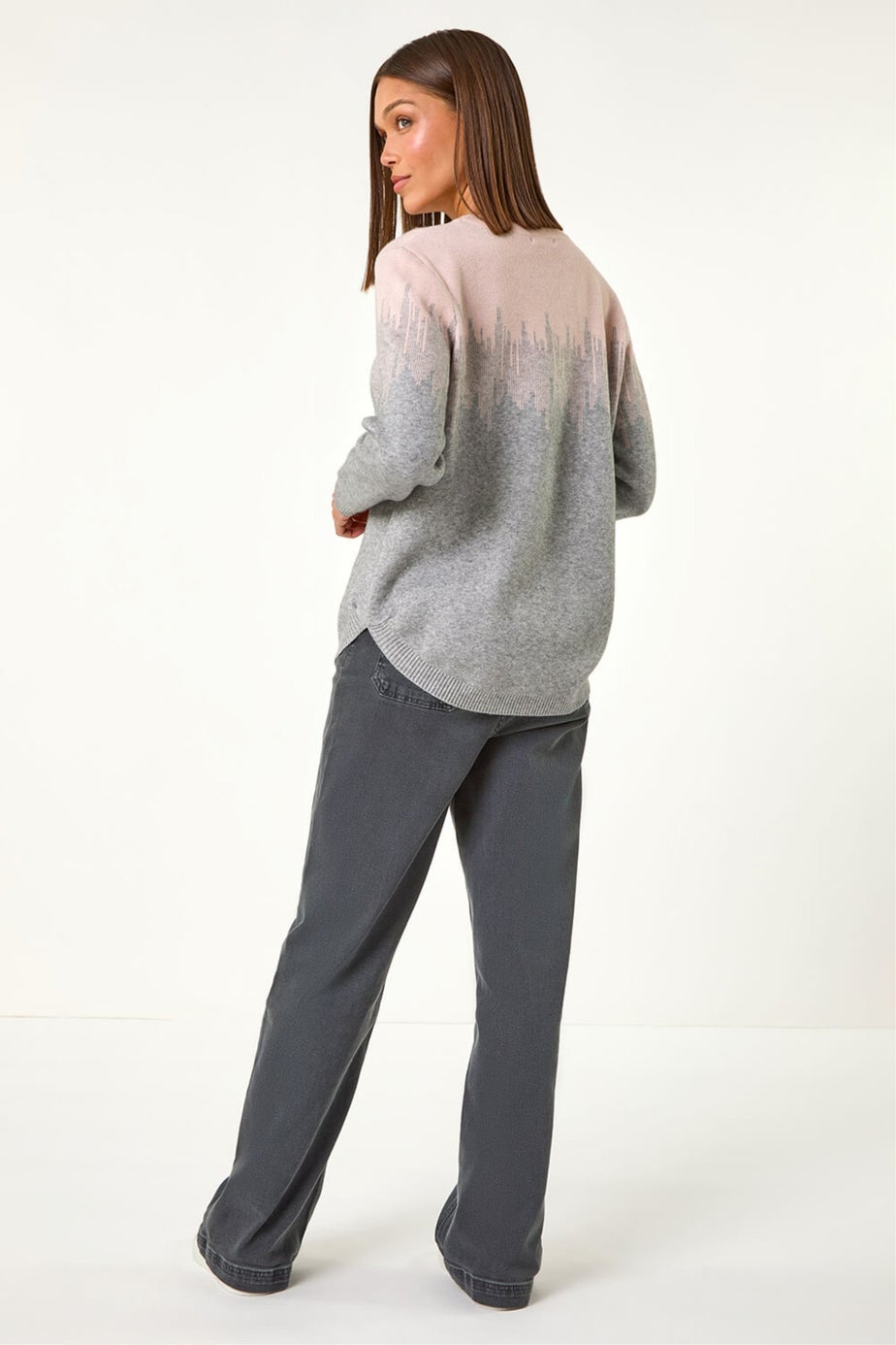 Roman Light Pink Sparkly Colour Block Knitted Jumper