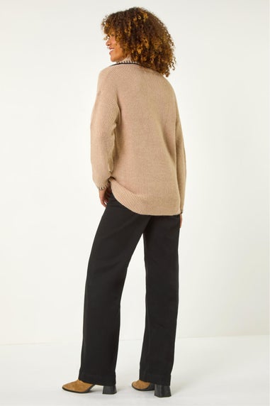 Roman Biscuit Blanket Stitch Collared Jumper