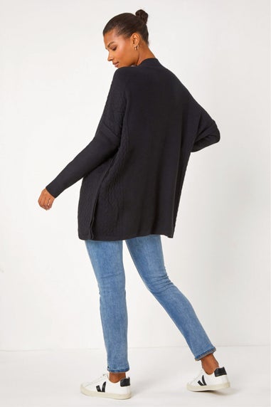 Roman Black High Neck Longline Knit Jumper