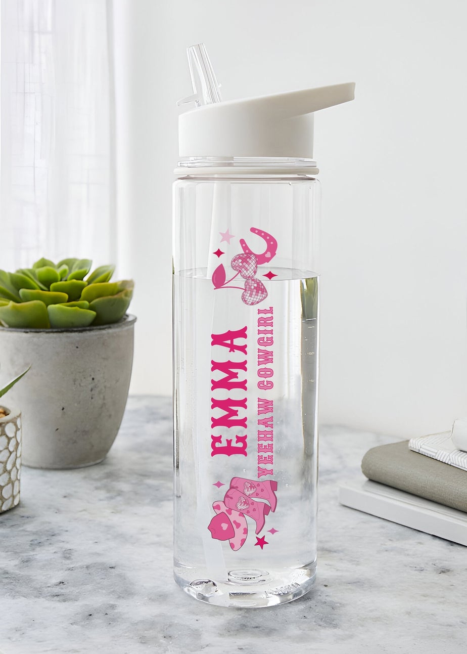 Personalised Memento Company Clear Cowgirl Water Bottle