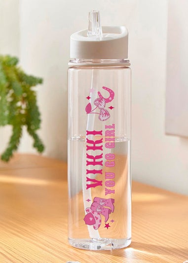 Personalised Memento Company Clear Cowgirl Water Bottle