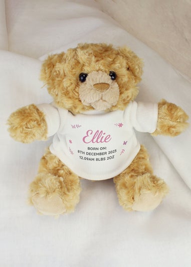 Personalised Memento Company Brown Pink Name & Message Teddy Bear