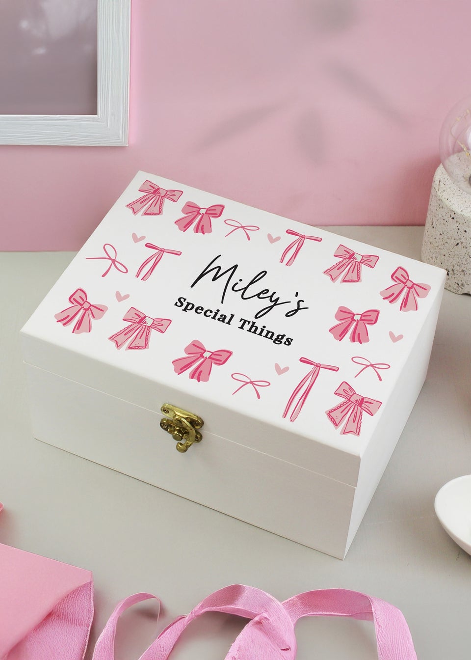 Personalised Memento Company White Bow Storage Box