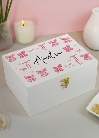 Personalised Memento Company White Bow Storage Box