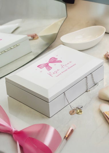 Personalised Memento Company White Bow Jewellery Box