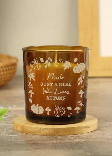 Personalised Memento Company Brown Pumpkins Amber Glass Candle