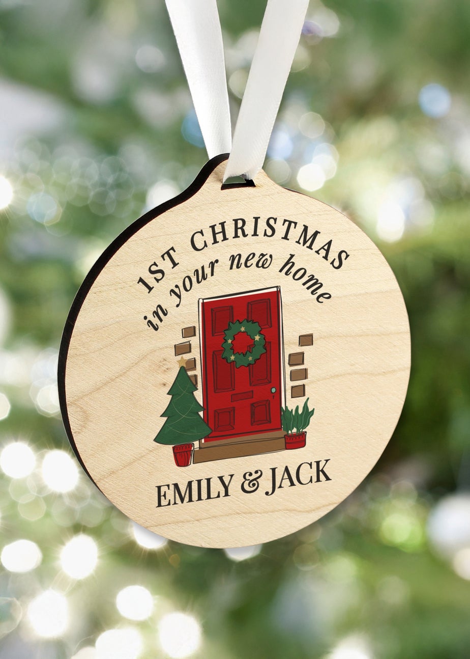 Personalised Memento Company Brown New Home Round Wooden Decoration