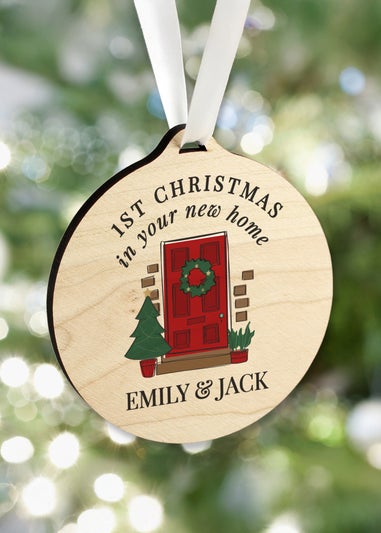 Personalised Memento Company Brown New Home Round Wooden Decoration