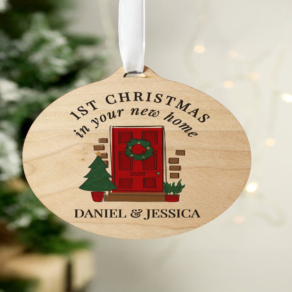 Personalised Memento Company Brown New Home Round Wooden Decoration