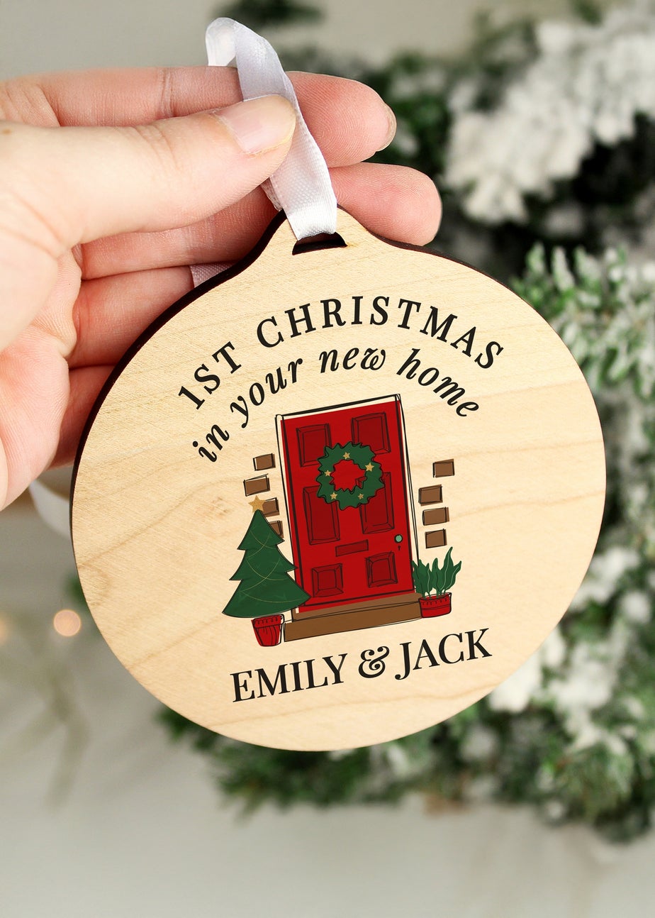 Personalised Memento Company Brown New Home Round Wooden Decoration