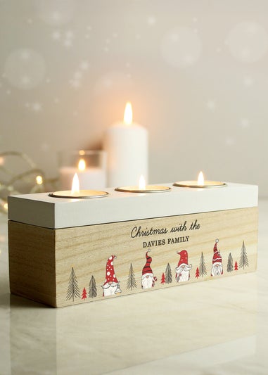 Personalised Memento Company Brown Gonk Christmas Triple Tea Light Box