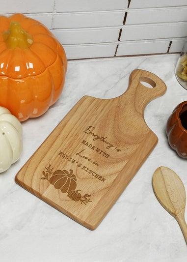 Personalised Memento Company Brown Pumpkin Paddle Chopping Board